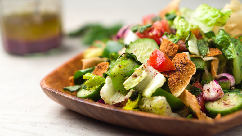 Fattoush salad close up