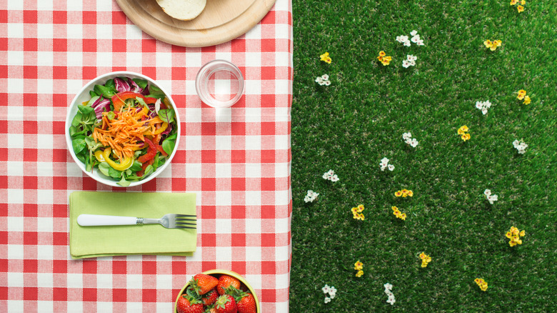 salad bowl on picnic table
