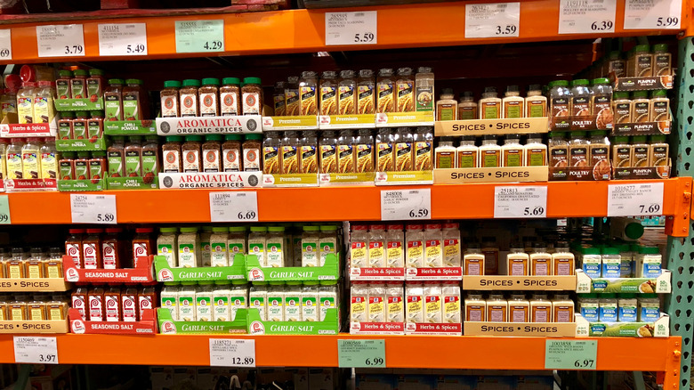 Costco spices on shelves
