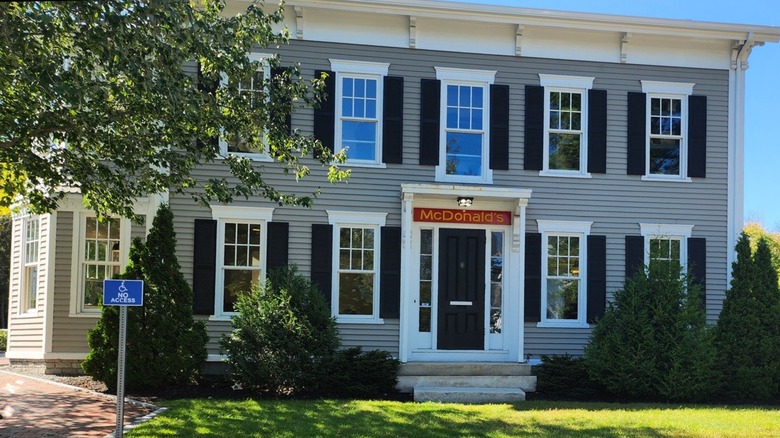View of Gore House from the street with "McDonald's sign above the main entrance