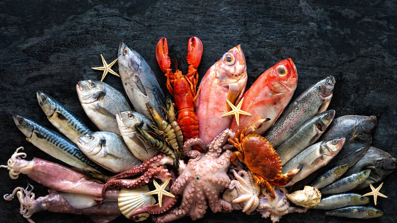 assorted seafood display