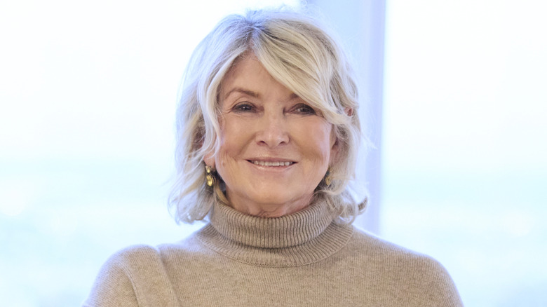 Martha Stewart in a beige turtleneck sweater