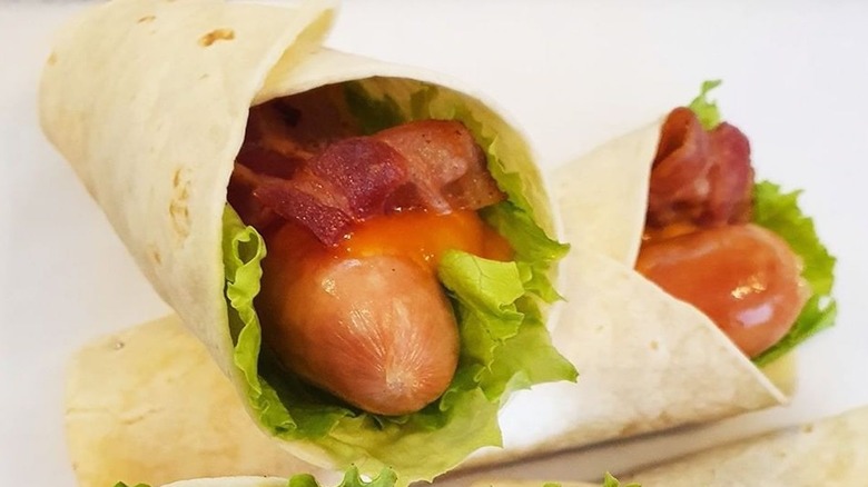 Front view of hot dog snack wrap
