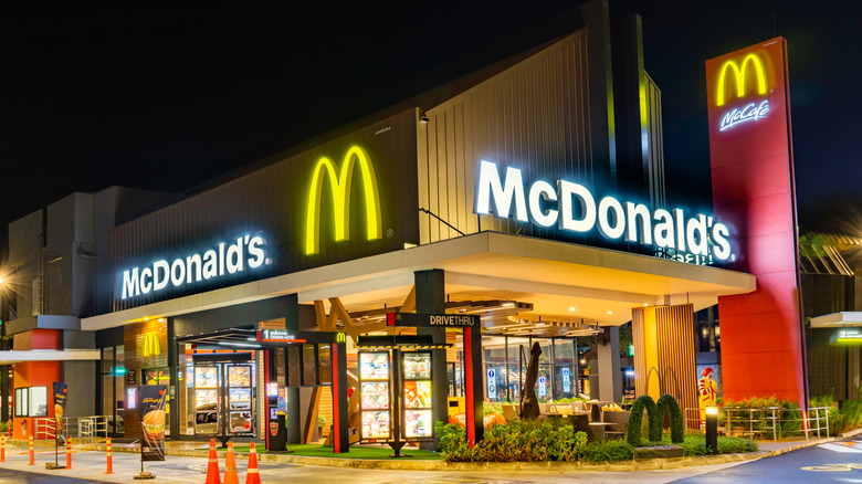 McDonald's lit up at night