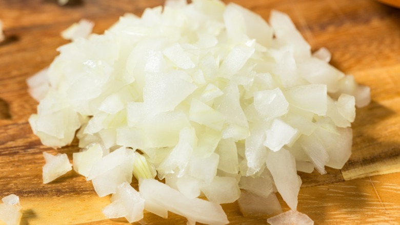 Diced white onions