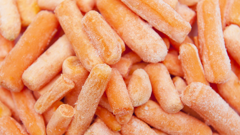 frozen carrots close up