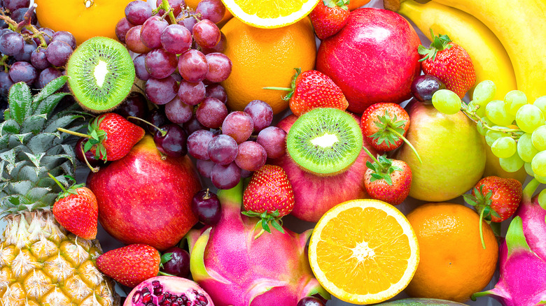 Closeup photo of a variety of summer fruits 