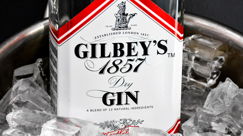 Gilbey's Gin label on bottle