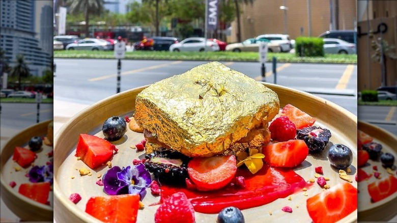French toast wrapped in 24-carat gold
