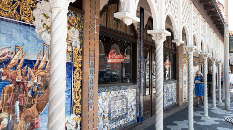 The decorative exterior of Columbia restaurant