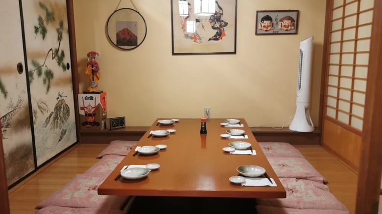 A traditional Japanese dining room inside Maneki in Seattle