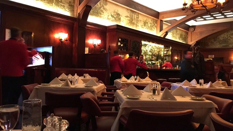 Dimly lit, decorative interior of Musso & Frank Grill
