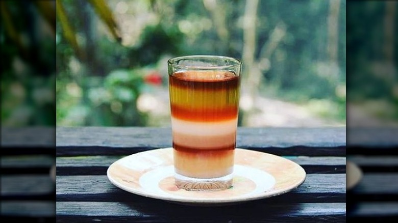 Seven-layer tea on a plate