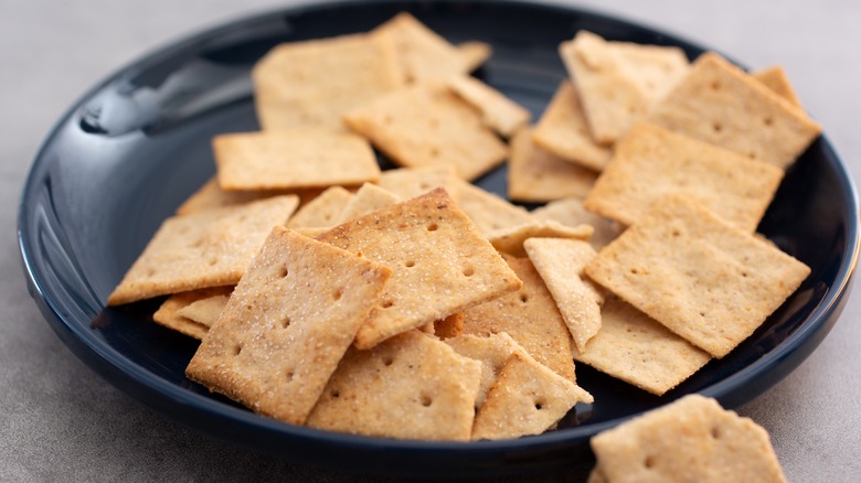 Plate of almond flour crackers