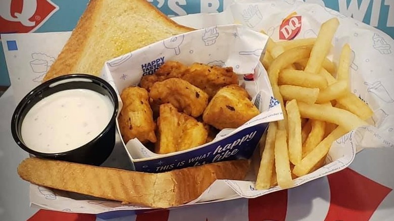 rotisserie chicken bites with fries and toast