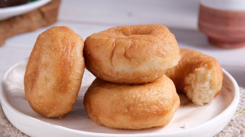 potato donuts on tray