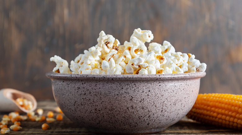 bowl of popcorn on table