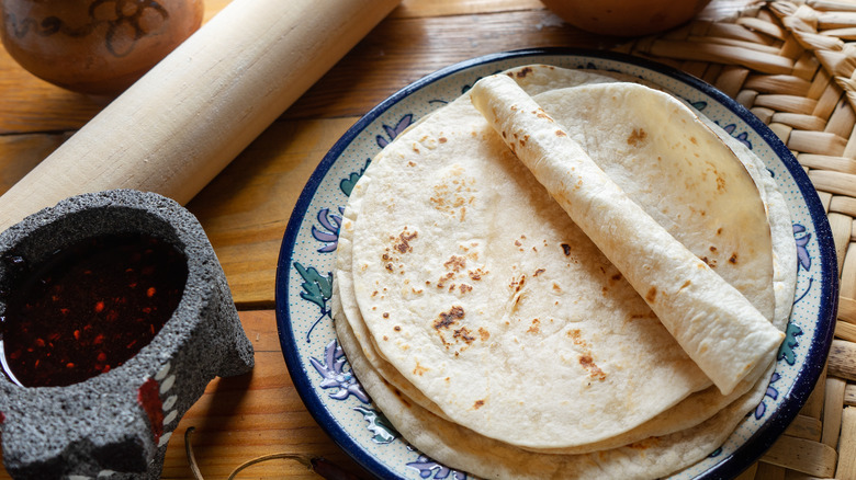 Flour tortillas on a plate