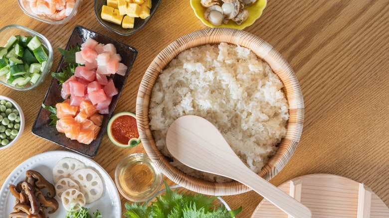 Rice and other sushi ingredients 