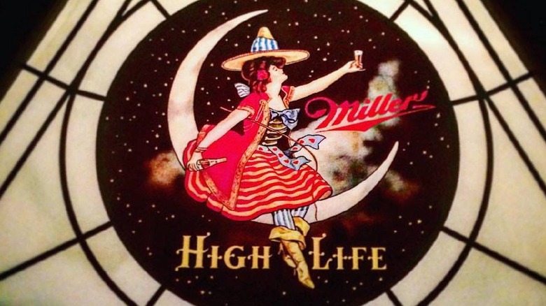 miller high life girl in the moon glass