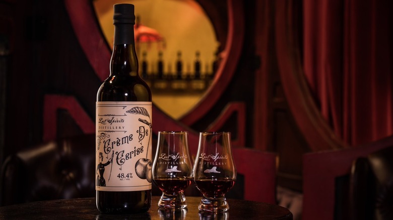 rum glasses sitting on table