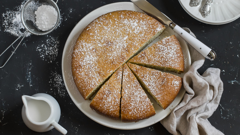 A cake with powered sugar