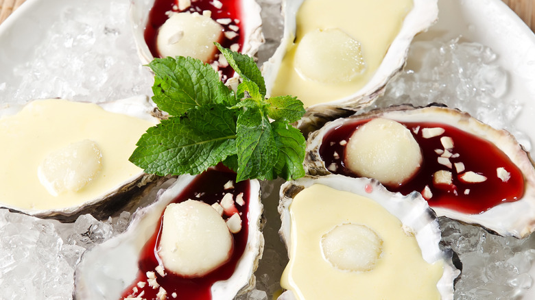 Ice cream served in oyster shells