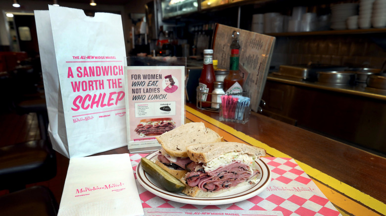 A pastrami sandwich on a plate at Canter's Deli