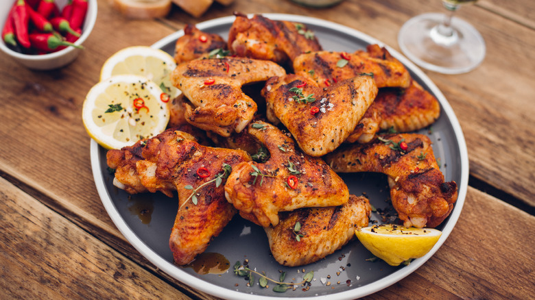 Grilled chicken wings on a plate
