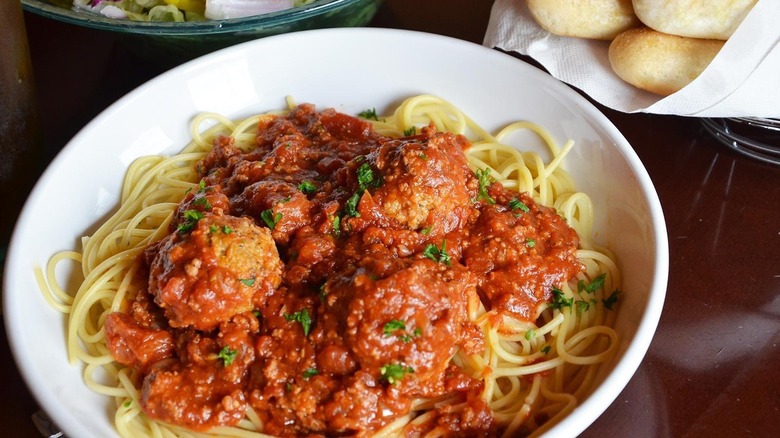Spaghetti and meatballs from Olive Garden