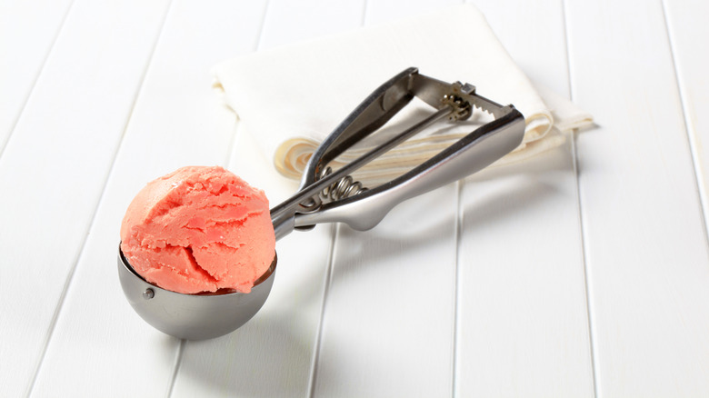 Sorbet in an ice cream scoop