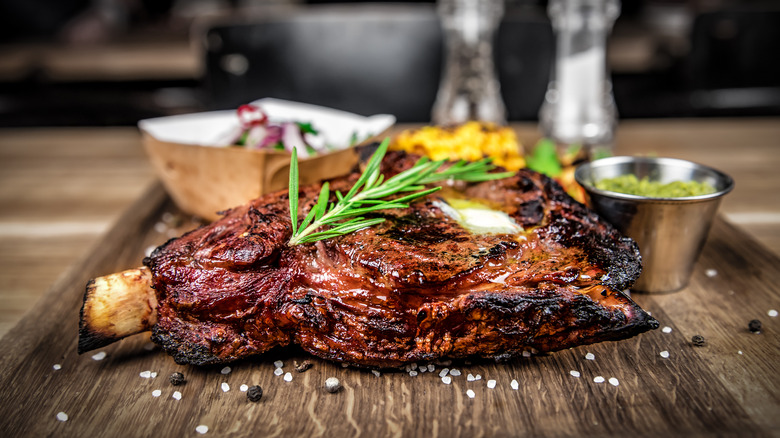Steak with rosemary and salt