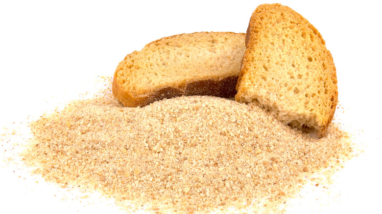 bread slices and breadcrumbs