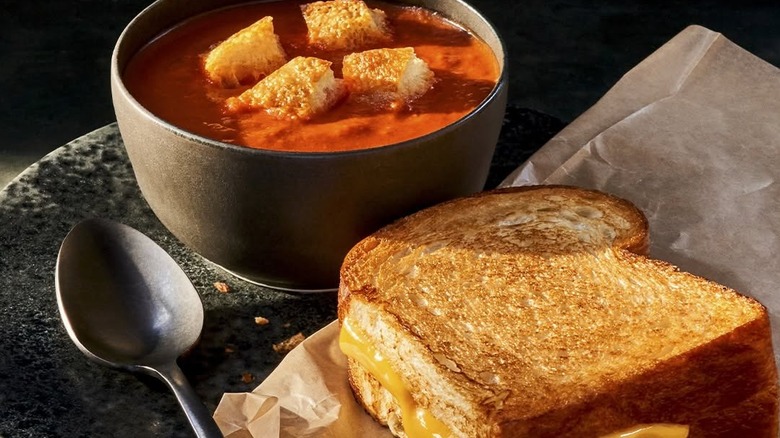 Tomato soup and grilled cheese from Panera.