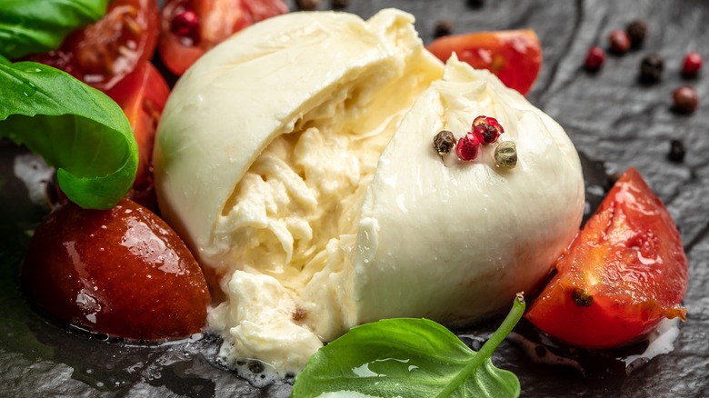 Burrata with tomatoes and basil