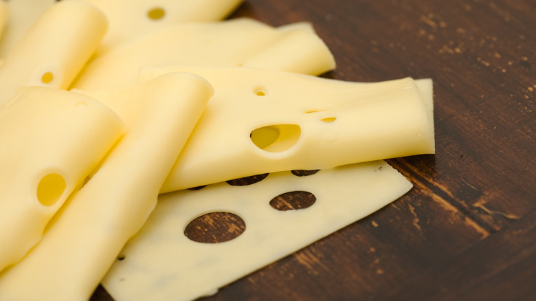 Thin slices of Swiss cheese