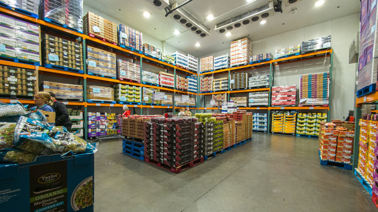 Costco warehouse shelves and pallets