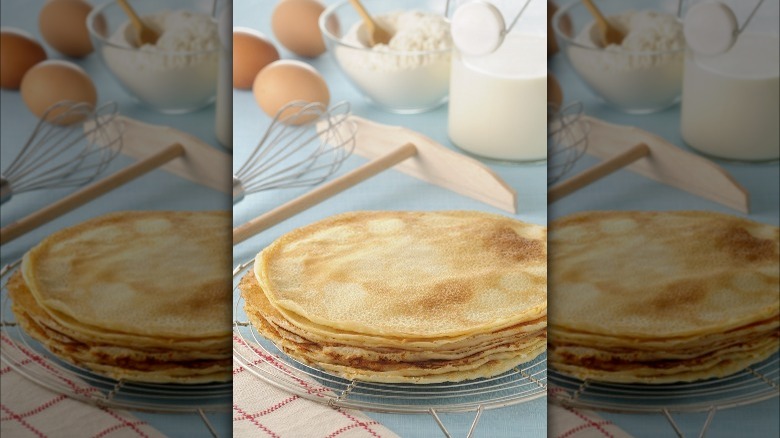 Crêpe ingredients on a table