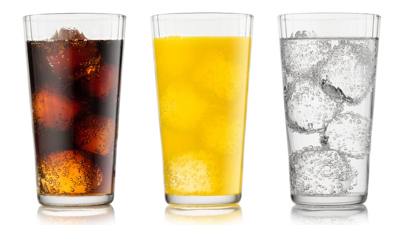 fizzy drinks on white background