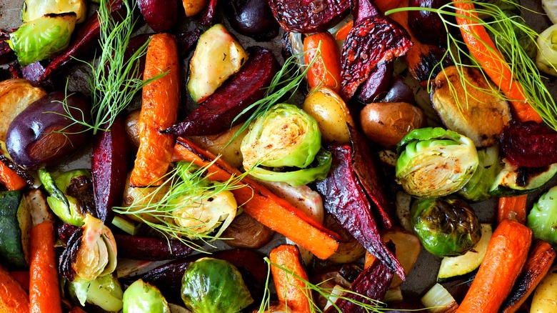 Close-up of roasted vegetables