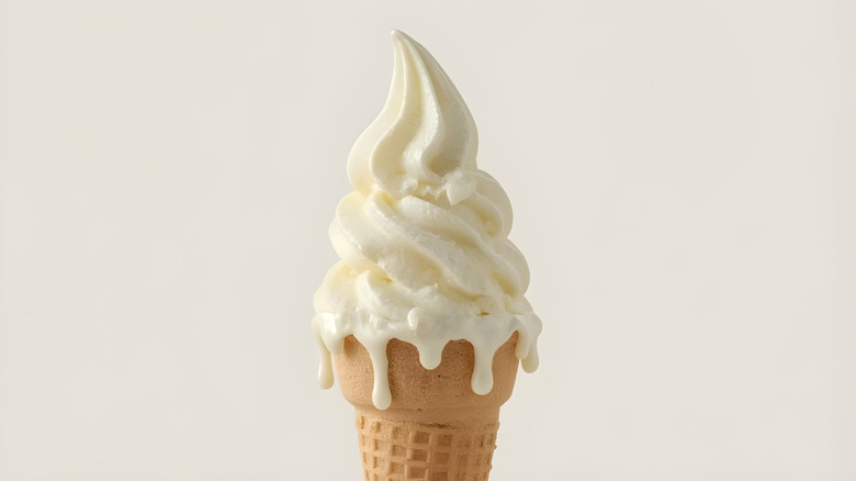 frozen custard in cone against off-white background