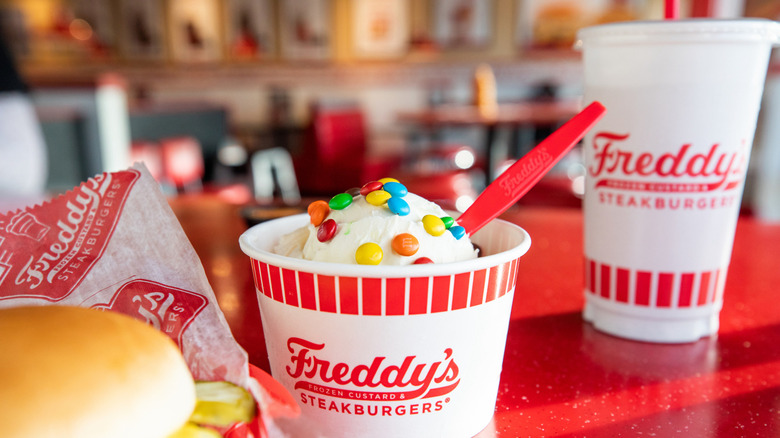 Freddy's Frozen Custard & Steakburgers food on a table
