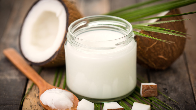 open coconut and milk