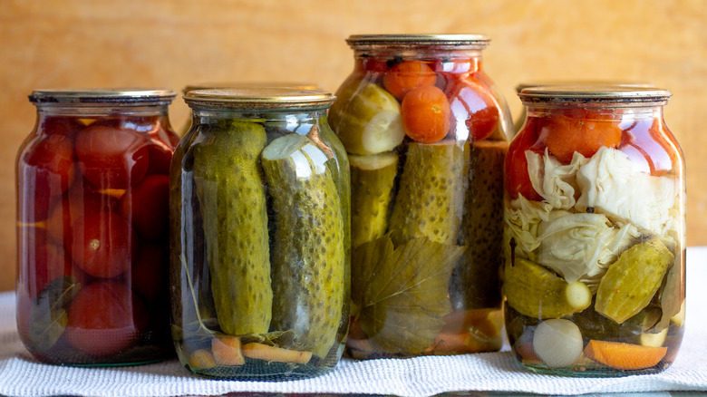 jars of pickled vegetables