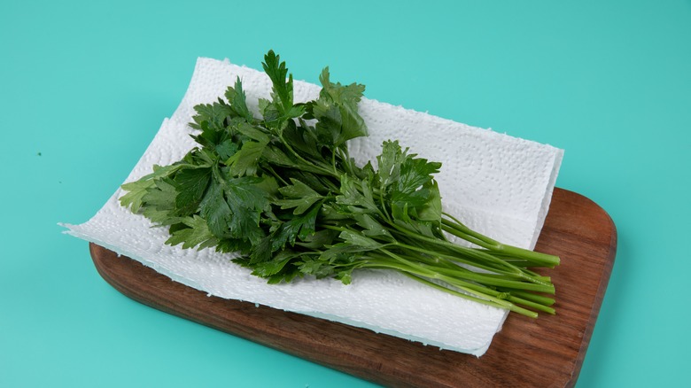 greens on a paper towel