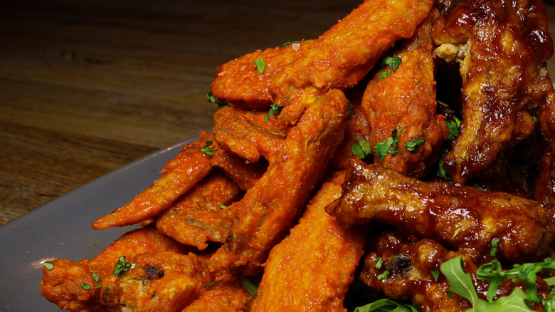 Buffalo wings on a platter