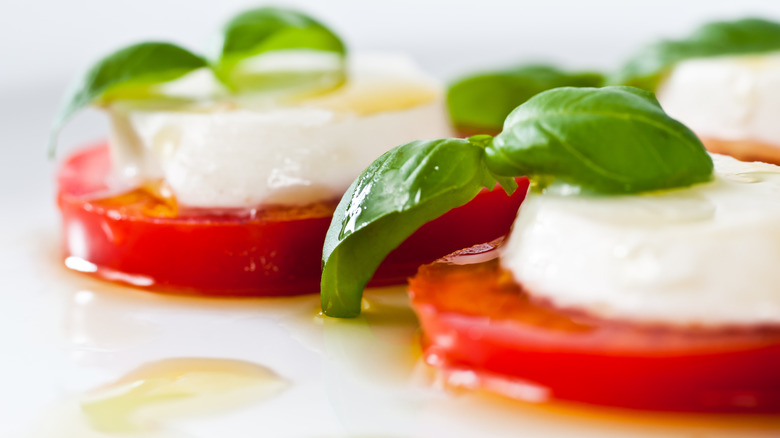 Close up of Caprese salad