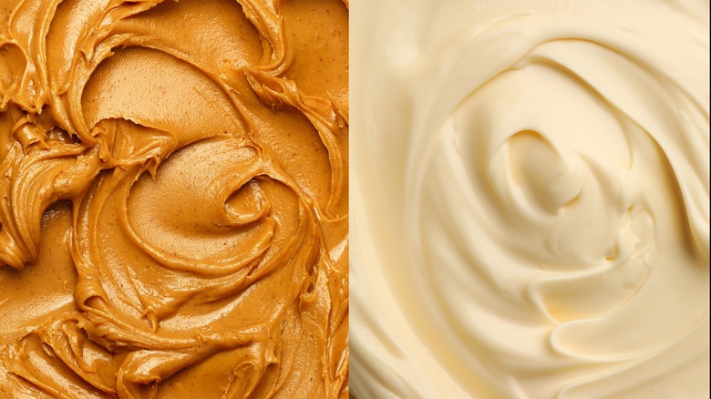 peanut butter and mayo side by side