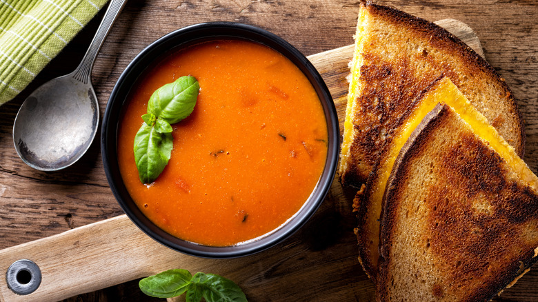 Tomato soup with grilled cheese