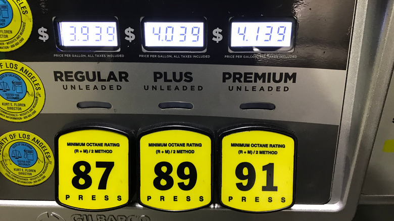 gas pump showing prices